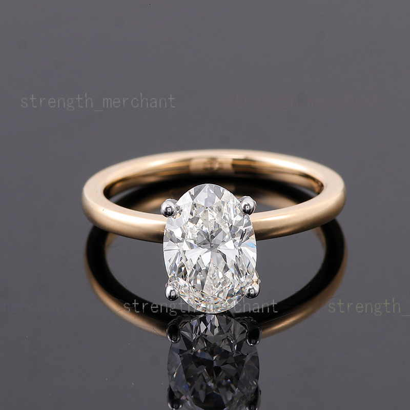 4ct Diamond Ring Lab Grown Diamond Ring Oval Hand Inlay Igi Certified Diamond Wedding Engagement 14k Gold Rings for Women