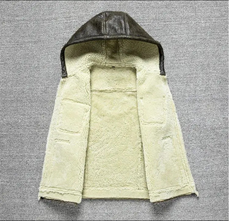 YRCasual men outdoor 100 real fur jacket with hatRider genuine shearling vestWarm wool clothWinter safari 251020
