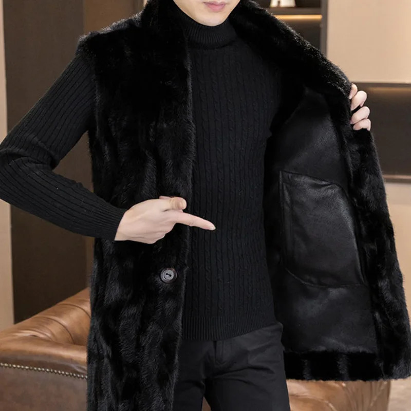 Light Mens Faux Fur Gold Mink Velvet Jacket Men Vest Fur Integrated Thickened Waistcoat Sleeveless Jacket Mens Clothing 251020