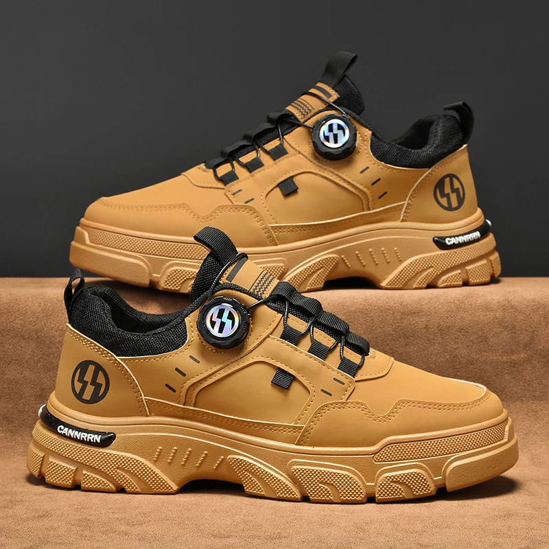 Mens boots autumn and winter rotating shoelaces fashion casual boots youth outdoor boots anti slip soft sole workwear boots 251023