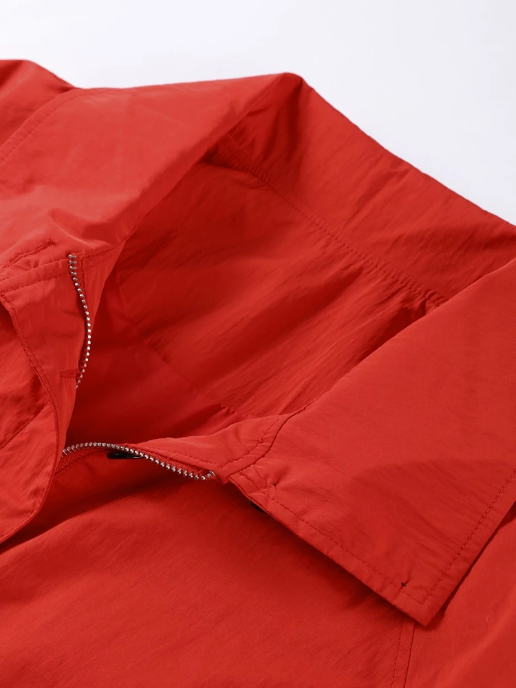 Casual Red Short Jacket Women Loose Turndown Collar Singlebreasted Long Sleeve Coats Female 2025 Autumn Fashion Lady Outwears 251015