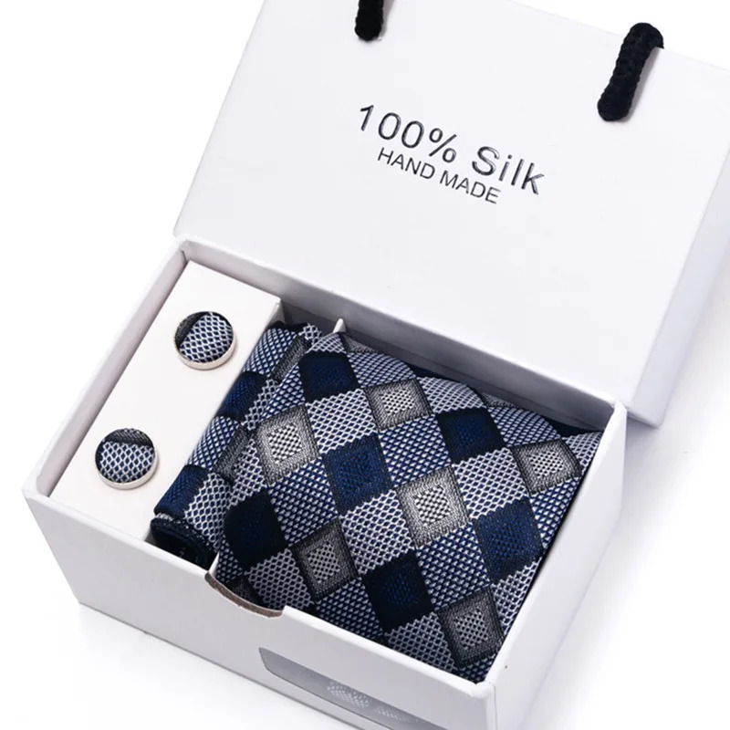 fancy classic Tie and pocket square Gift box 5piece set Group Mens tie with business formal Wedding party tie set 251023
