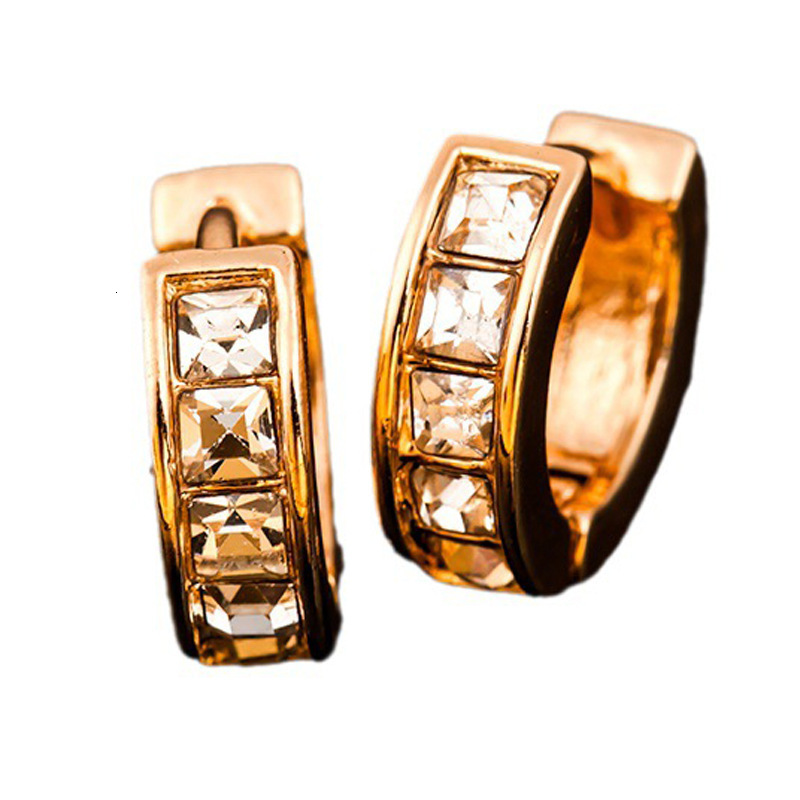 Fashion Jewelry Sier Plated Zircon Studs Clips Ear Accessories Women Full Dia Round Hoop Earrings