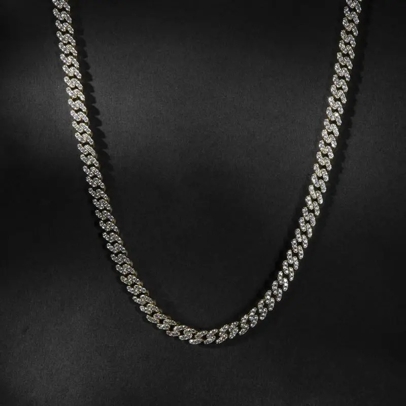 9MM Hip Hop Men Women Prong Cuban Link Chain Necklace Bling Iced Out 1 Row Rhinestone Paved Miami Cuban Chain Jewelry Gift 251013