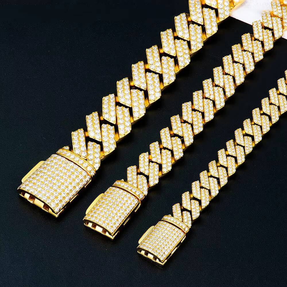 925 Silver VVS Moissanite Iced Out Cross Cuban Bracelet with 11mm Diamond Tester Pass Cuban Link Mossanite Iced Out Bracelet