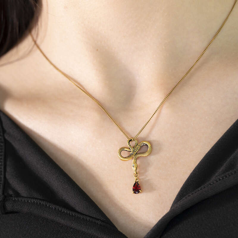 Year of the Snake-shaped Bow Necklace Female Zodiac Snake Red Tassel Collarbone Chain