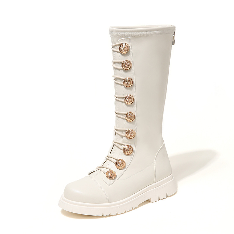 Kids High Boots for Girl Fashion Design Boots Girls Walkfashion Children Long Motorcycle Boots Size 26 -39 W1166