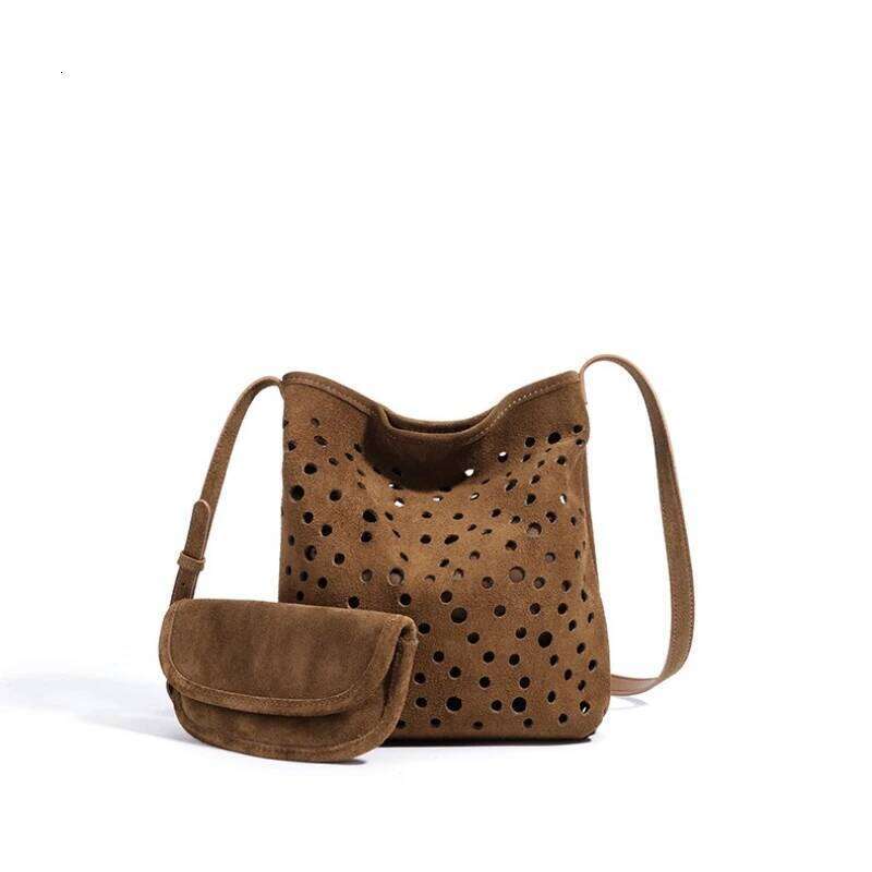Suede Genuine Leather Women Small Composite Crossbody Vintage Hollow Out Single Shoulder Bags Niche Design Soft Purses Suotong1025