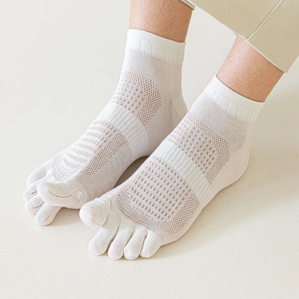 5 Pairs Five Finger Socks Men Summer Mesh Toe Socks with Separate Fingers High Quality Cotton Ankle Socks Sports Running 251023