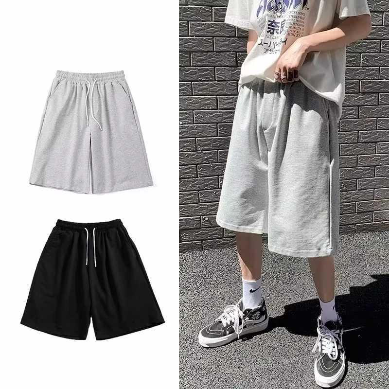 Summer New Y2K Solid Color Cotton Loose Mens Sports Pants Shorts Street Wear Simple Drawstring Straight shorts for menXJ251025