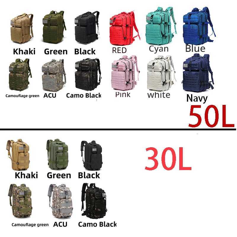 30L50L 1000D Nylon Waterproof Trekking Fishing Hunting Bag Backpack Outdoor Rucksacks Tactical Sports Camping Hiking W251025