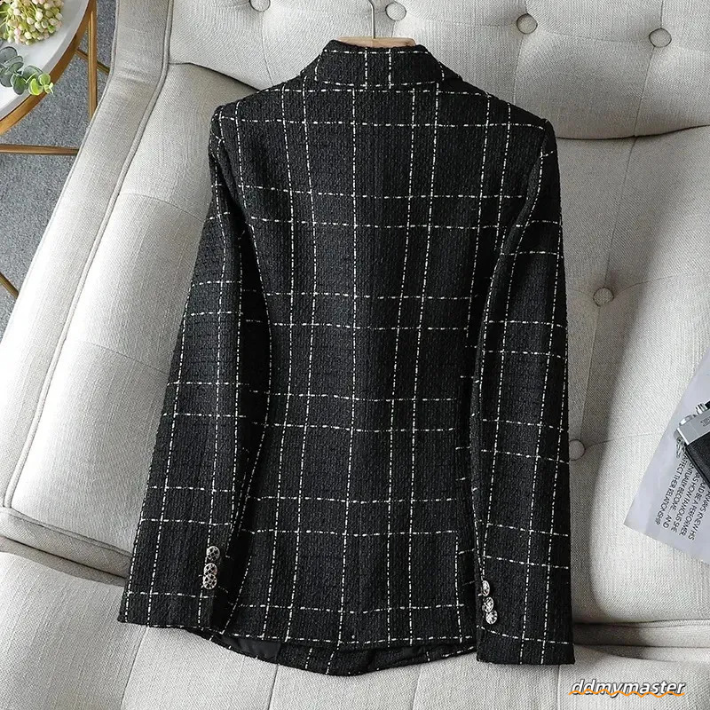 Ladies Jackets: Elegant White Suit Autumn Winter Wool Tweed Jacket, Casual Small Fragrance Outwear, Temperament Blazer Female Top Ddmymaster