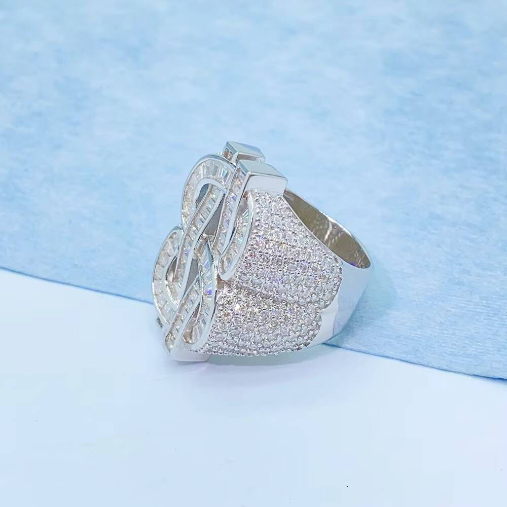 Hip Hop Ring VVS Moissanite Diamond Pass Diamond Tester 925 Sterling Silver Us Dollars Rings Iced Out for Men