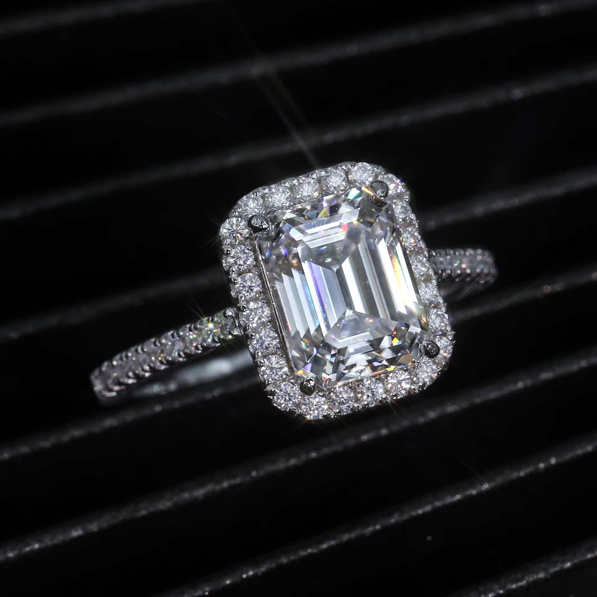 Fashion Hip Hop Moissanite Cuban Chain Ring Full of Inlaid Moissanite Electroplating Real Gold tide Mens Ring