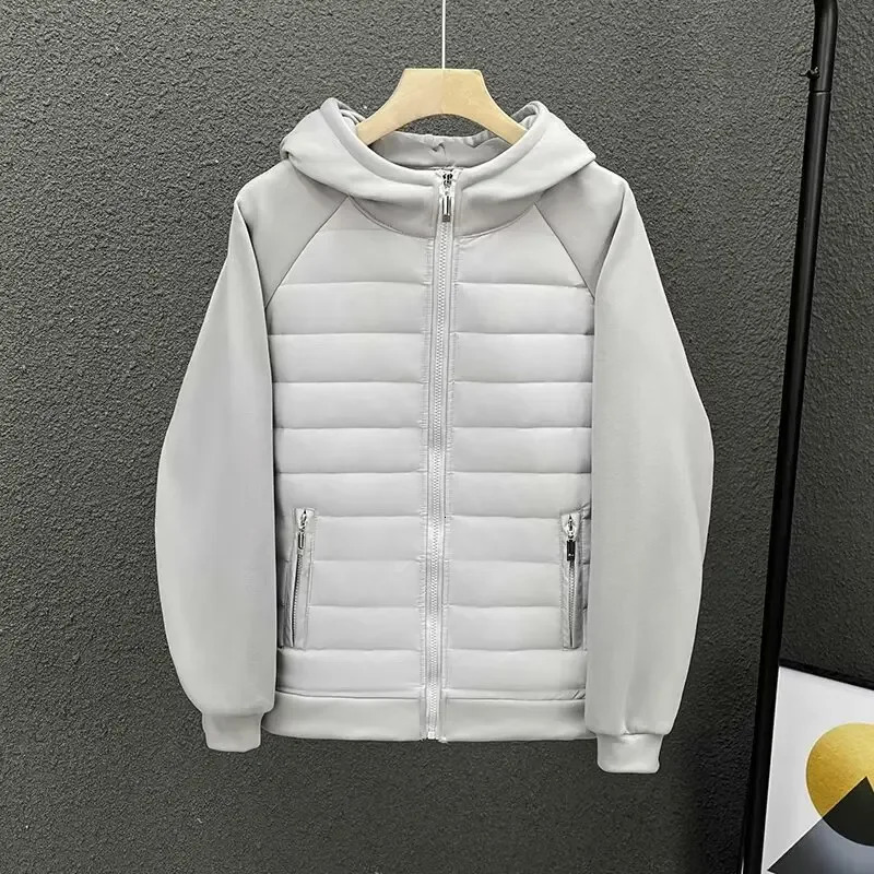 Mens Winter CottonPadded Casual Hooded Sweatshirt Jacket Lightweight Full Covered Edge Couples Jacket Loose Style Parkas 251024