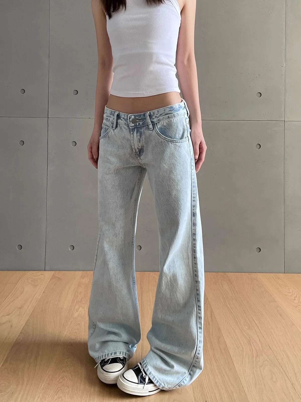 y2k Vintage Women Jeans Low Waist Zipper Button Solid Trousers with Pockets Aesthetic Streetwear Washed Jeans 251023