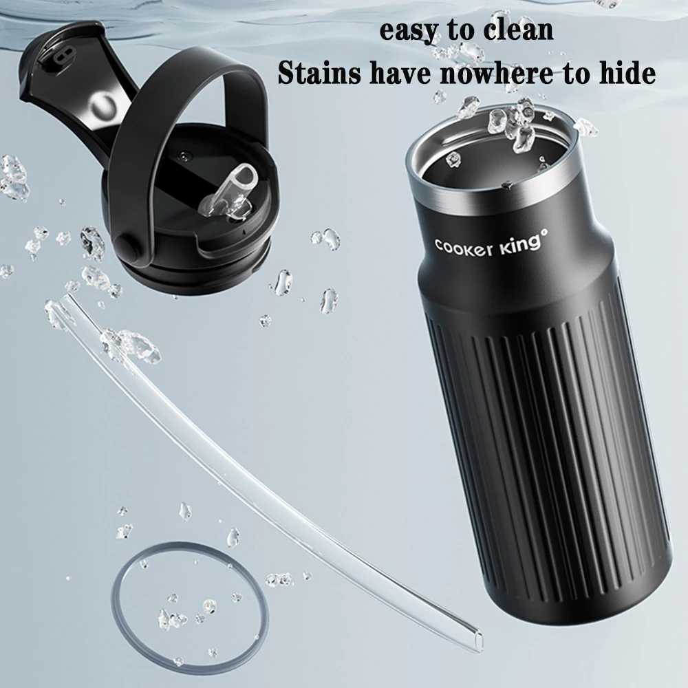 COOKER KING 650ml Large Capacity Insulated Cup Stainless Steel Hot Cold Sports Two Sips Under One Lid Cups Travel School Bottle J251025