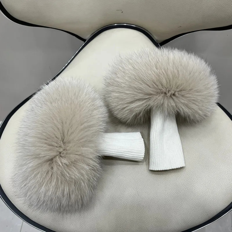 Fox Fur Cuffs For Wrist Fur Arm Wrist Winter Elastic Cuffs Warm Ladies Fox Fur Decoration For Shoes Thick Arm Sleeve 251023