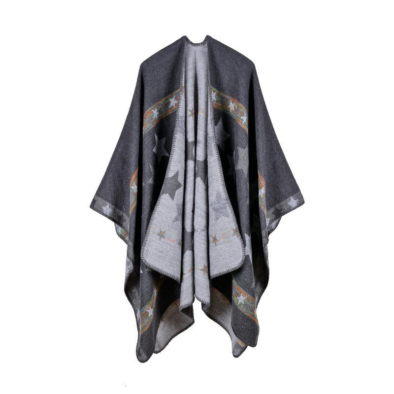 New Womens Star Color Stripe Imitation Cashmere Shawl Extra Long Thick Versatile Multiuse Shawl