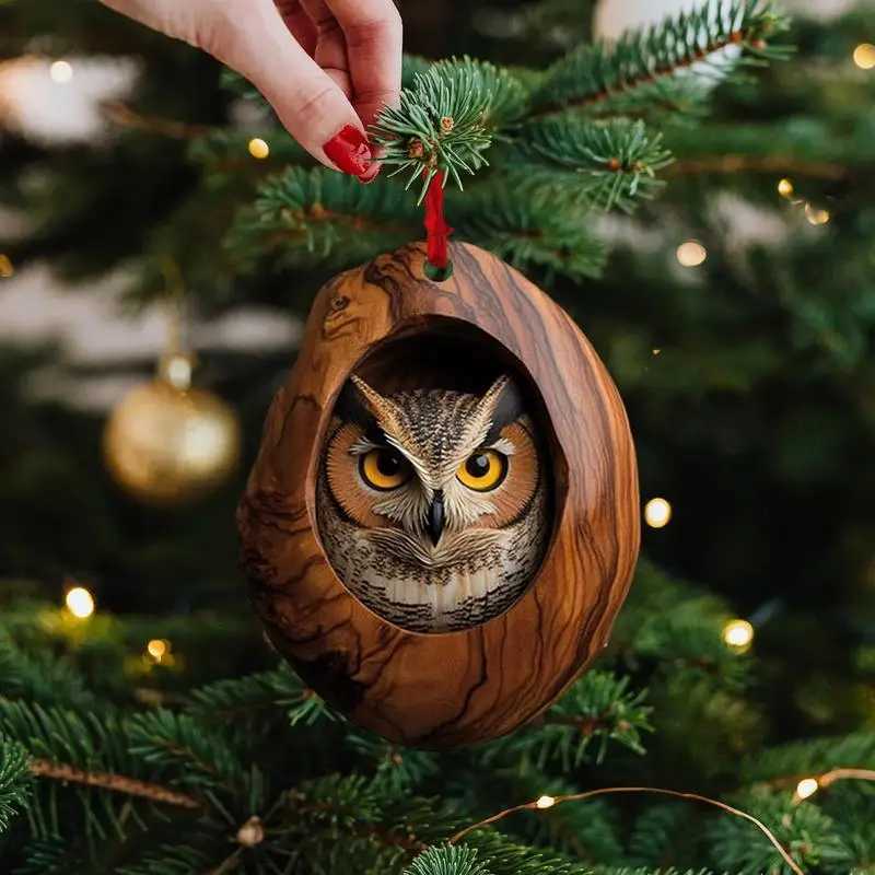 2D Flat Animal Christmas Ornaments Christmas Acrylic Pendant Animal Raccoon Owl Squirrel Hedgehog Bunny Bird Wildlife Ornaments C251024