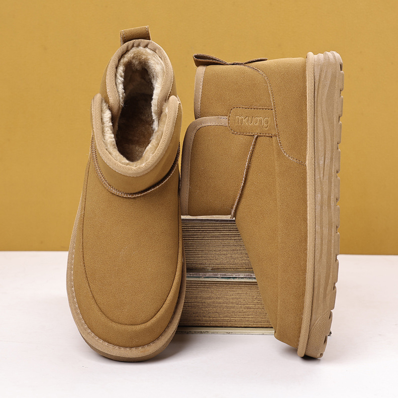 Designer bag autumn and winter fur on Leather warm snow boots thickened fashionable casual work wear boots for man