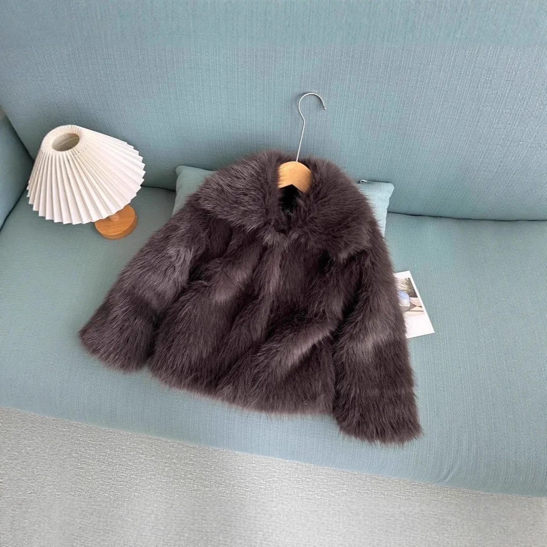 Girls Fox Fur Coat Little Girl Middle and Older Childrens Coat Thickened Childrens Autumn and Winter Clothes 251023