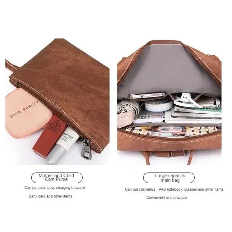 2025 New Womens Leather Waterproof Antitheft Fashion Large Capacity Retro Business Travel College Laptop Backpack Shoulder Bag W251025