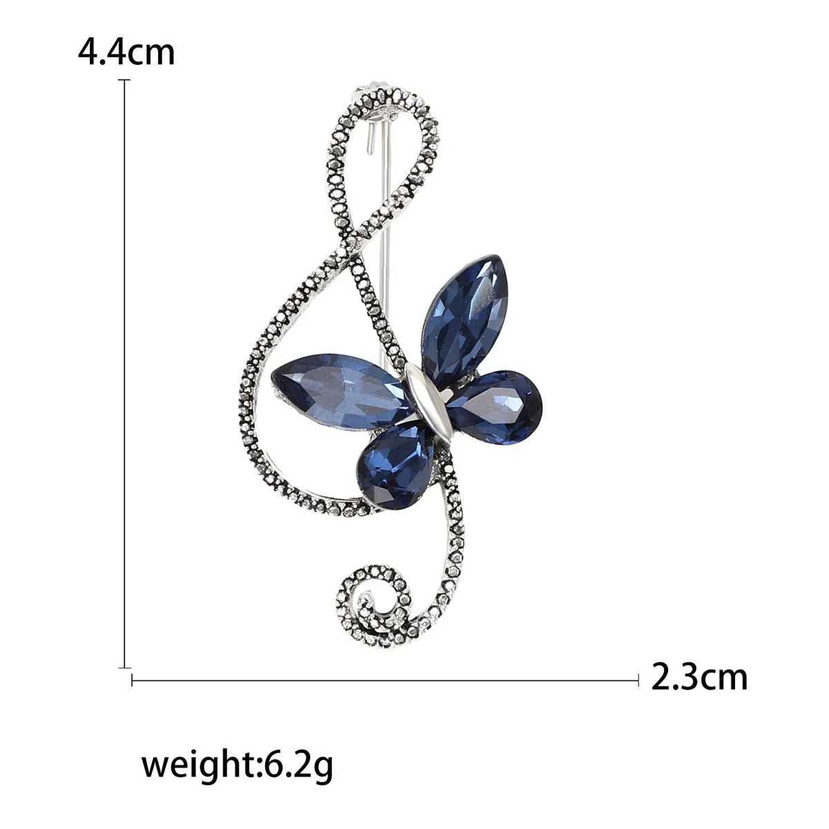 Rhinestone Butterfly Pins for Women Unisex Shiny Glass Musical Note Brooches Event Party Backpack Decoration Clothes Accessories J251115