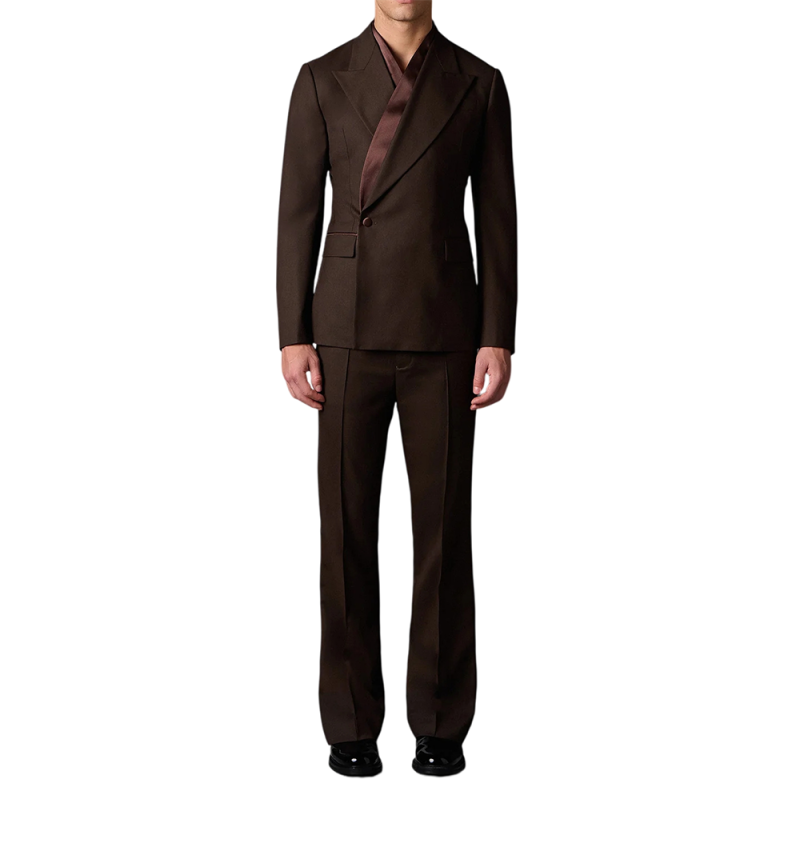 Elegant Brown men's Suits Formal Double Breasted Slim Fit Blazer Elegant Office mans2 Pieces Jacket Pants Outfits Clothing
