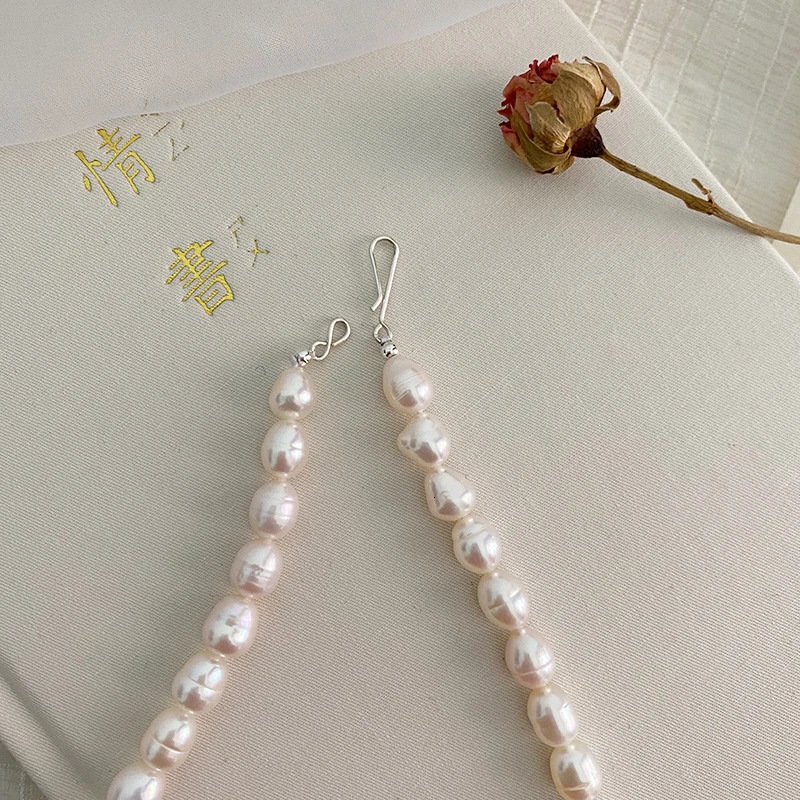 ASHIQI Natural Freshwater Pearl Necklace 925 Sterling Silver Buckle Fashion Jewelry for Girls 251016