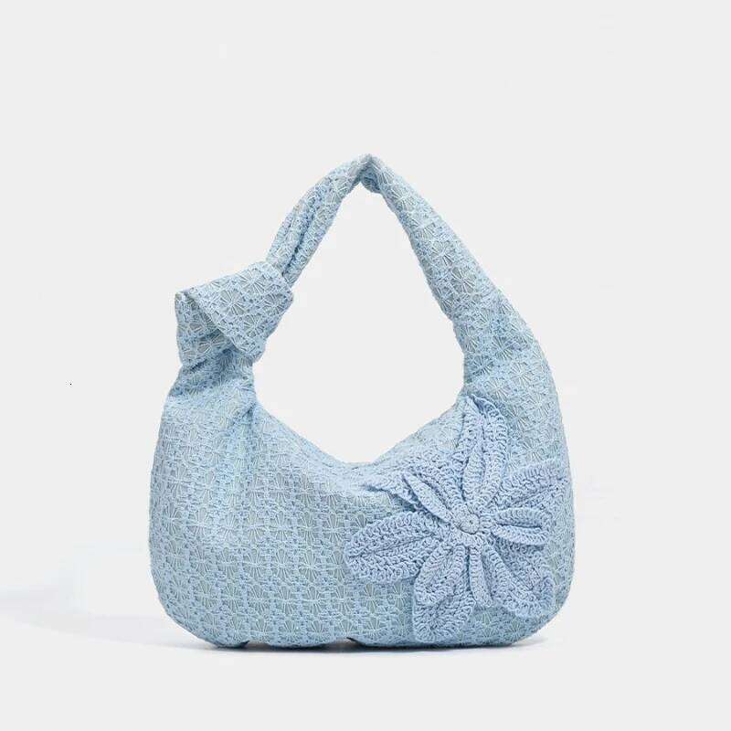 Korean Style Women Canvas Underarm Bags Lace Flower Women's Small Shoulder Commuter Female Tote Fashion Armpit Phone Bag 251023 1025