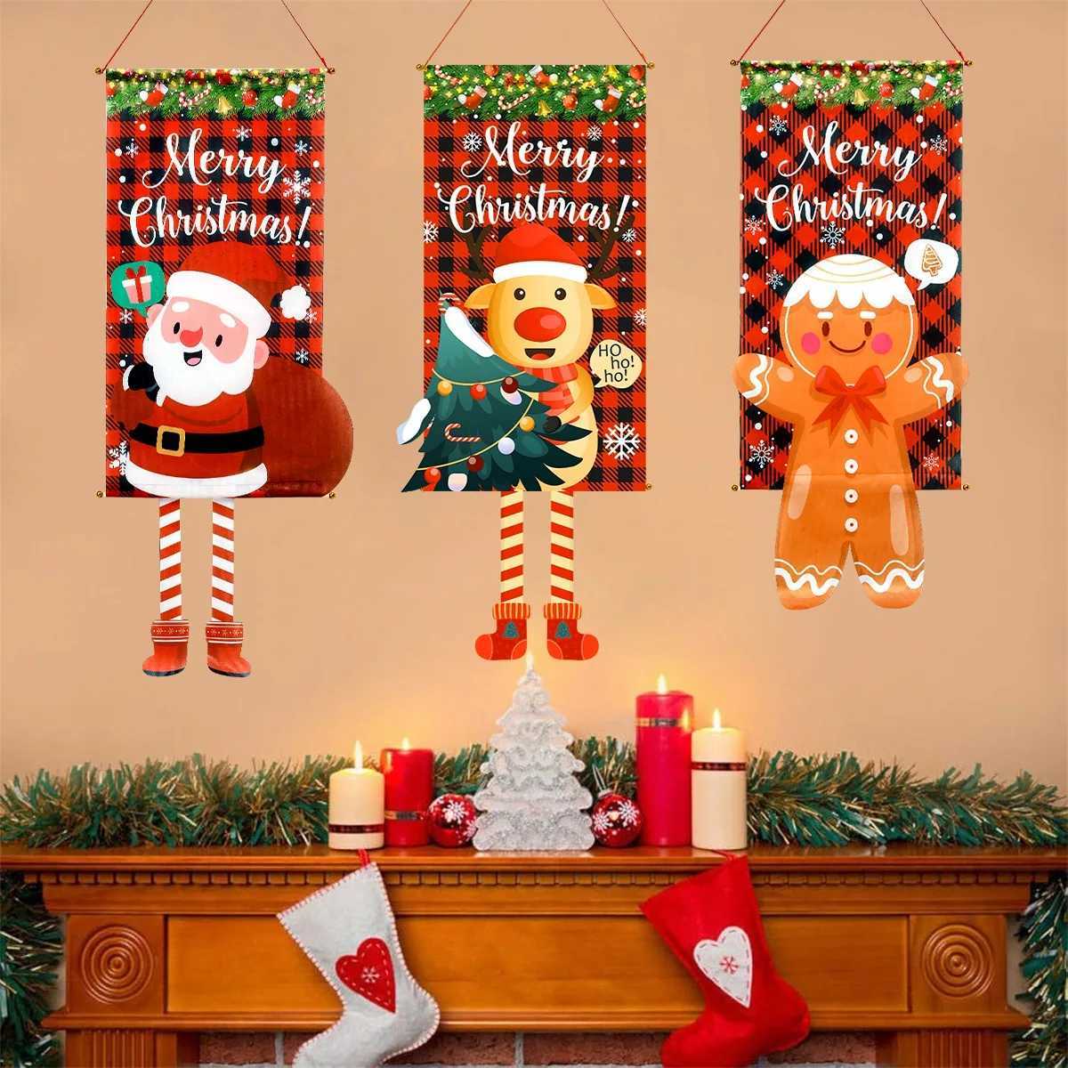 Christmas Hanging Flag Merry Christmas Decorations For Home 2024 Xmas Gifts Christmas Ornament Navidad Natal Noel New Year 2025 C251024