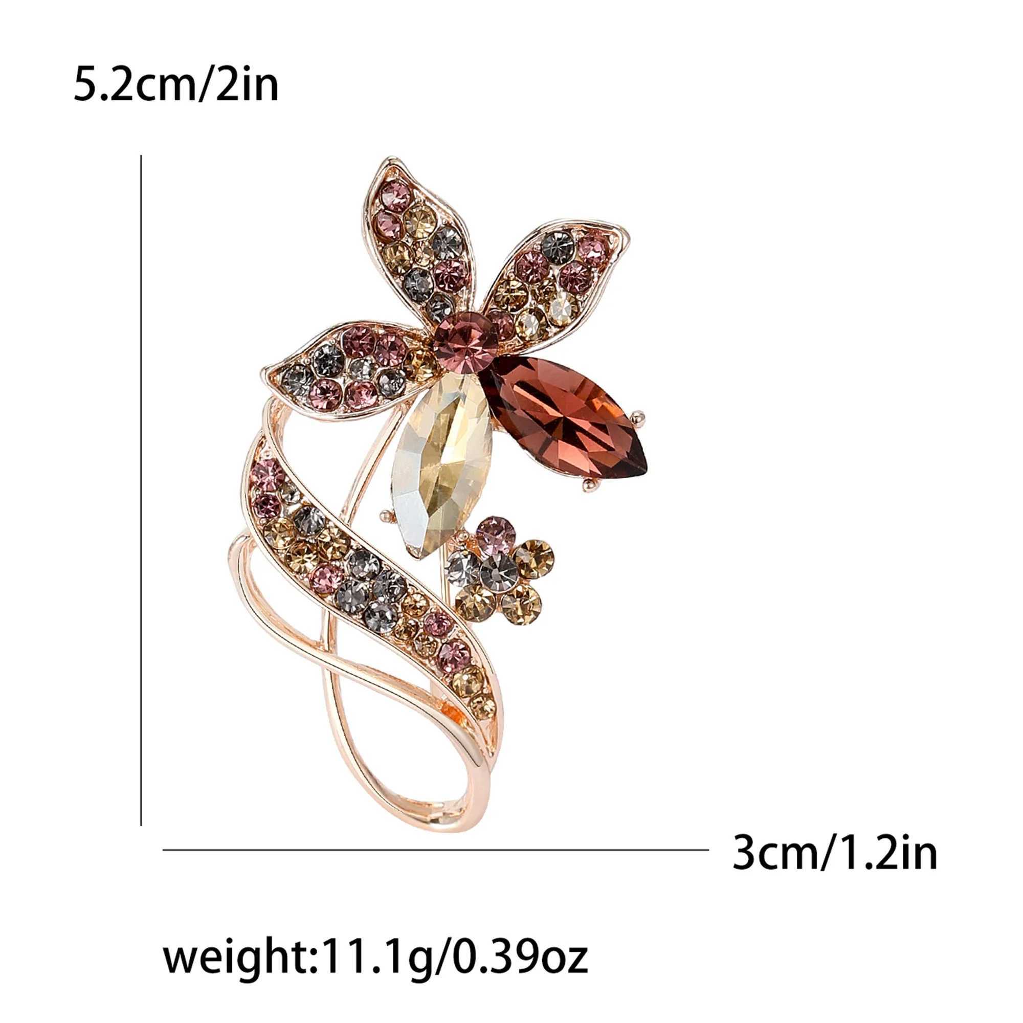Rhinestone Flower Brooches for Women Unisex Botanical Pins Event Party Backpack Decoration Clothes Accessories J251115