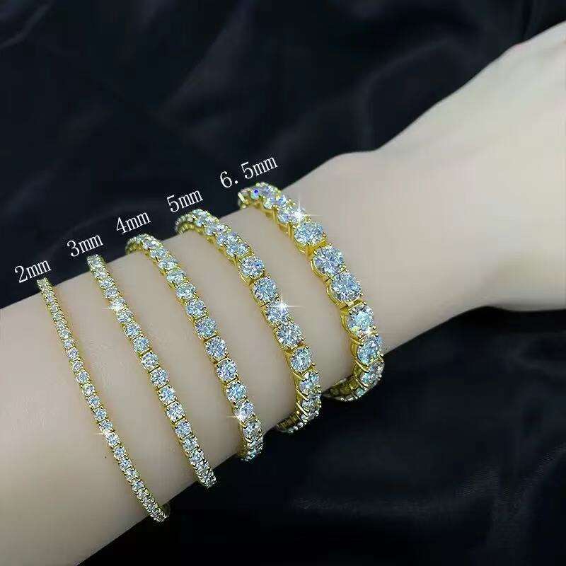 Top jewelry braceletSier D VVS Iced Bracelet Gold Plated 3-6.5mm Silicon Stone Tennis Chain