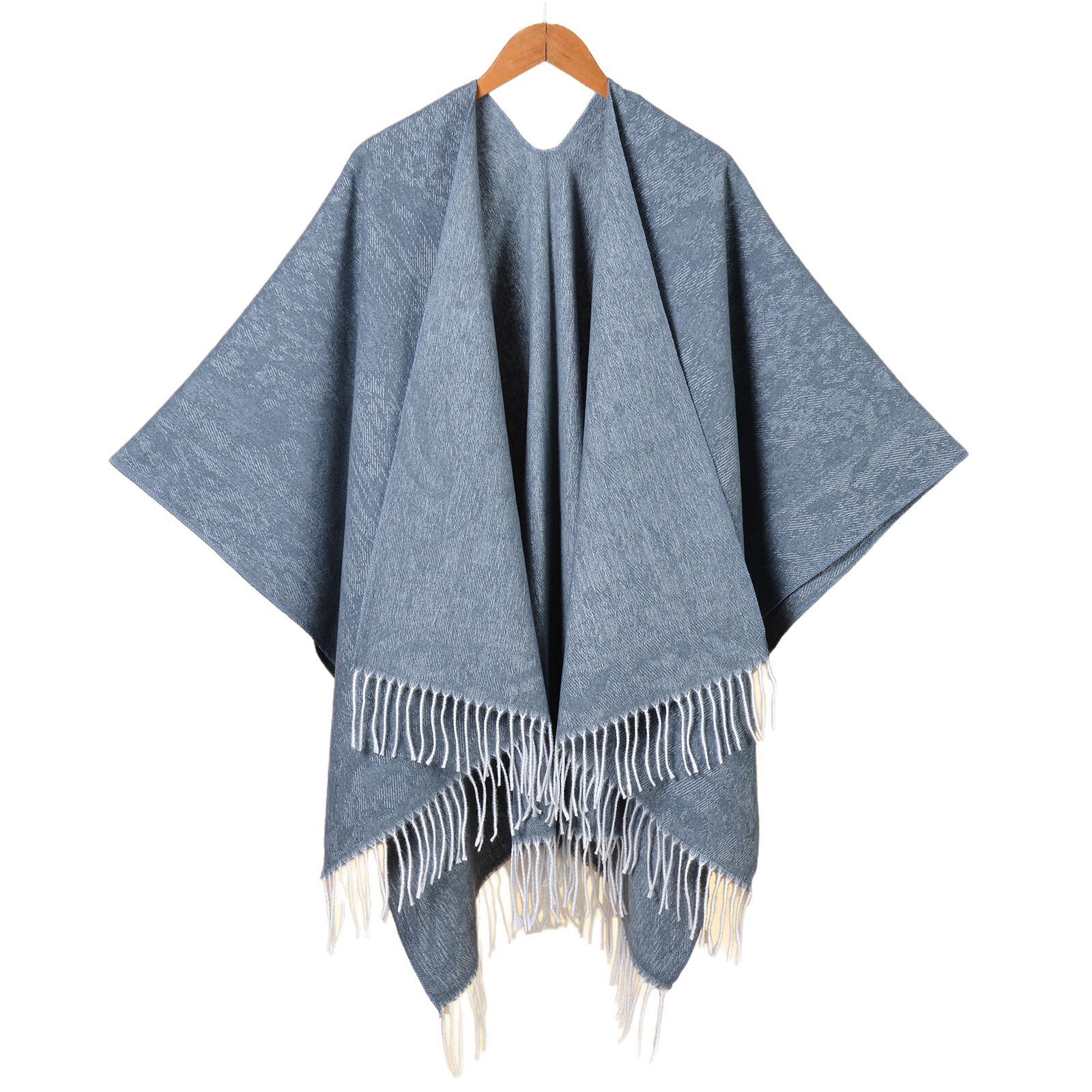 New Womens Solid Color Tassel Thickened Warm Split Shawl Simple Versatile Elegant Warm Outerwear