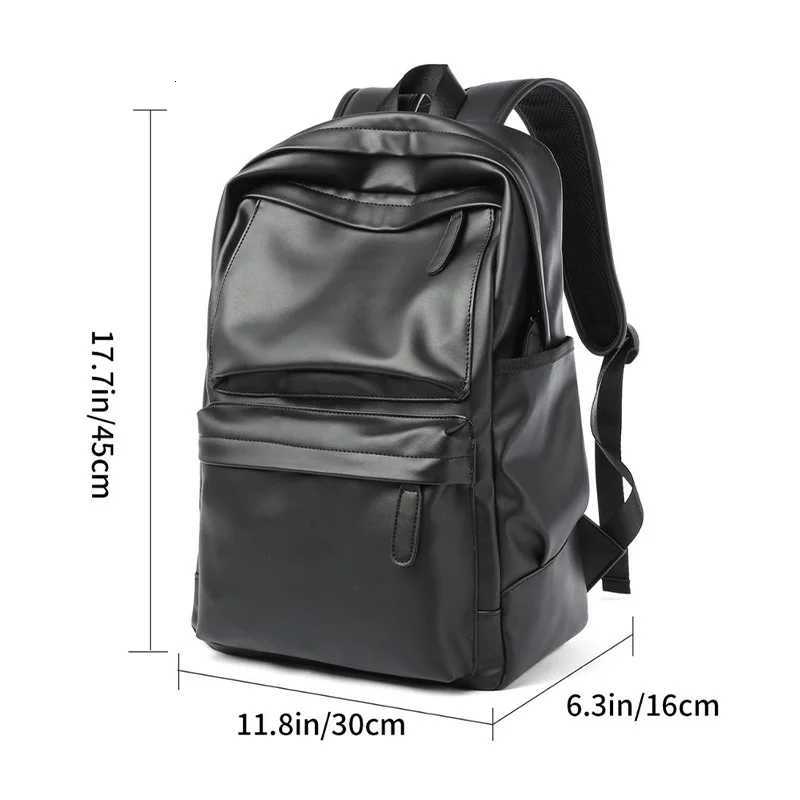 Men Backpack Pu Leather Fashion Waterproof Travel Bag Casual 14 inch laptop backpack W251025