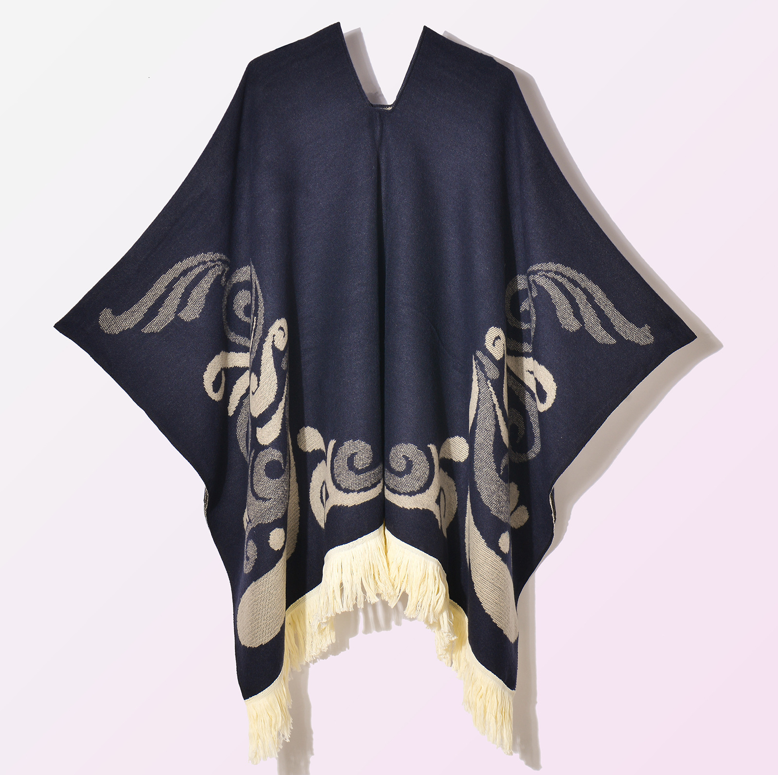 New Womens Pullover Tassel Patchwork Shawl Travel Photography National Style Outdoor Jacquard Decorative Warm Cape