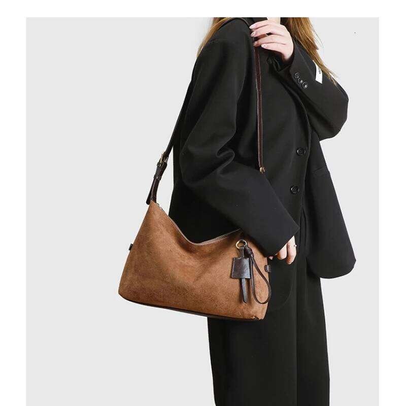Faux Suede Shoulder Large Capacity Solid Color Underarm Bag Simple Casual Commuter Handbag Designer Purses 251025