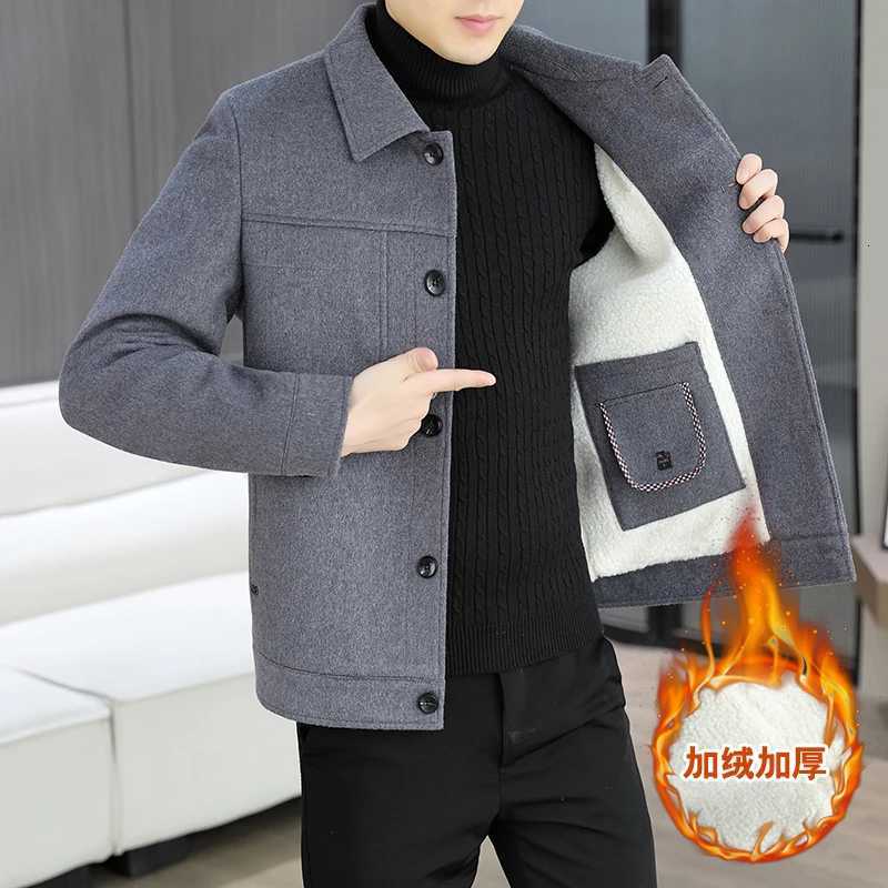 Brand Winter Woolen Jackets Men Thick Warm Lamb Wool Short Trench Coat Solid Color Versatile Casual Business Social OvercoatT251025
