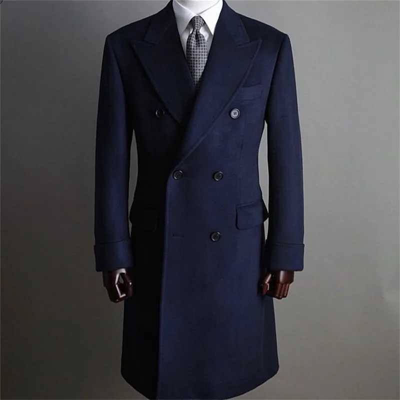 Black Thick Greatcoat Wool Men Suits PWinter Coat Thiceaked Lapel Outfit Custom Made One Piece Long Overcoat High Quality JacketT251025