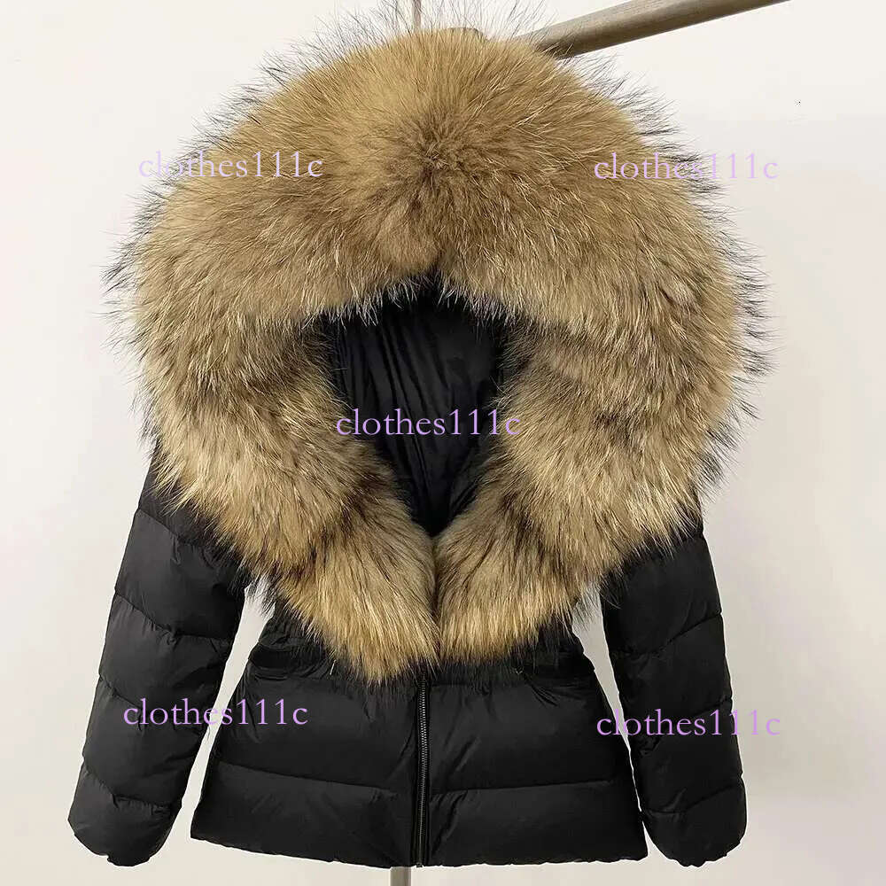 Natural Real Raccoon Fox Fur Collar Jacket 2026 Winter Women Hooded White Duck Down Coat Belt Thick Warm Casual Outerwear