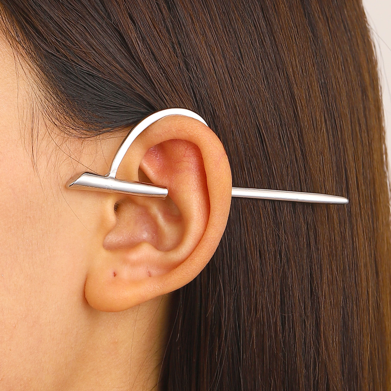 Simple Versatile Piercing Earrings C-shaped One-word Non-pierced Bone Clip Ear Jewelry