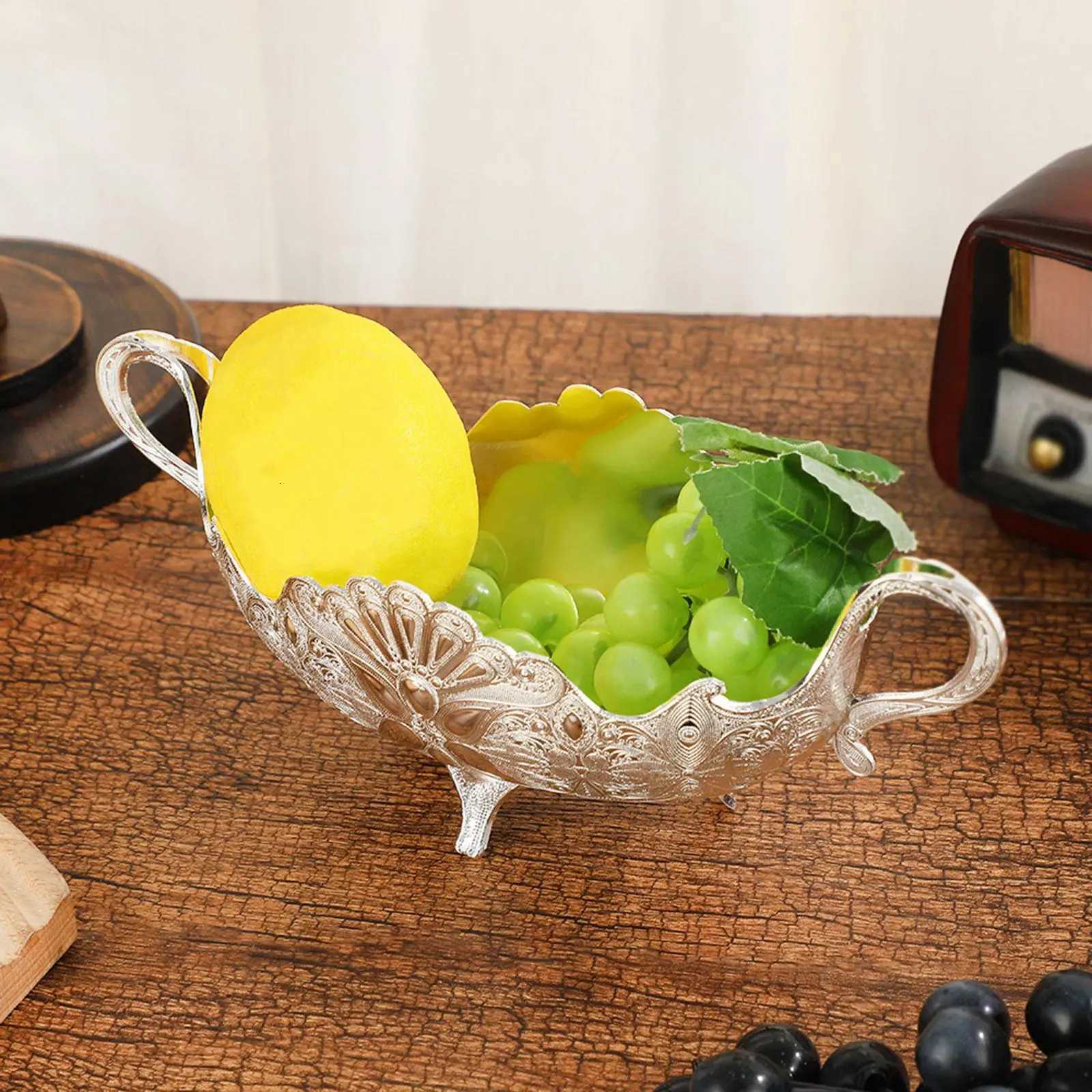 Footed Fruit Bowl Snacks Plate Double Ear Design Decorative Countertop Organizer Fruit Holder for Bar Wedding Holidays He Y251025