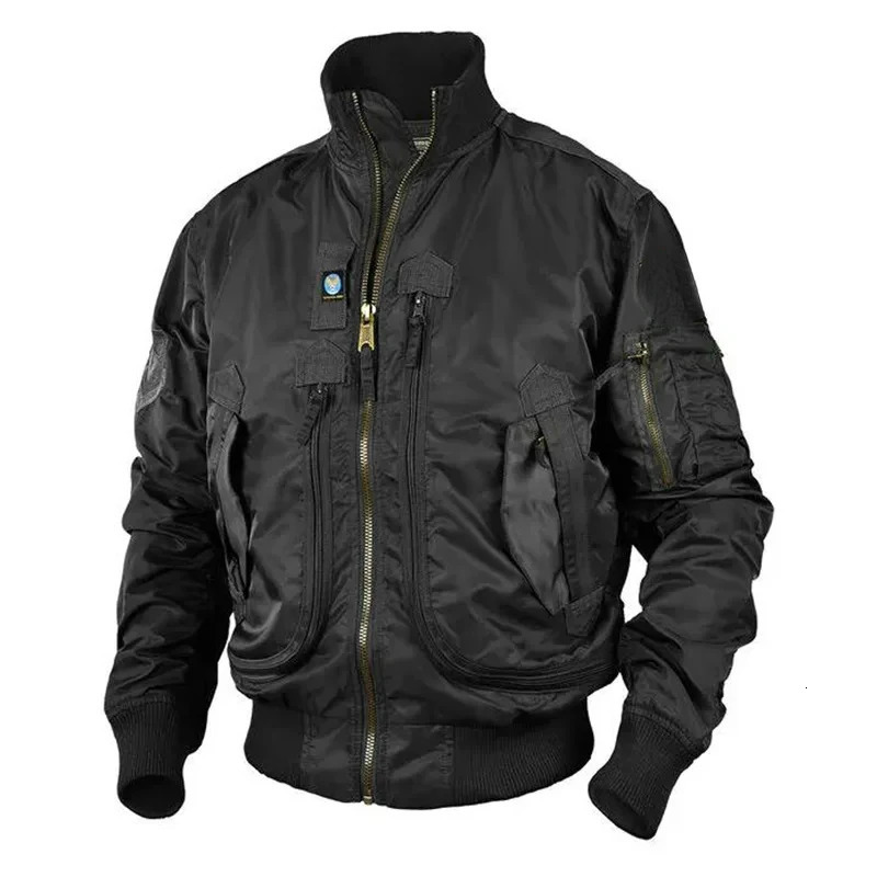 Men Climbing Ma1 Jackets Big Pocket Pilot Baseball Working Clothes Coat Armygreen Cargo Jacket Standcollar Motorcycle Outwear 251023