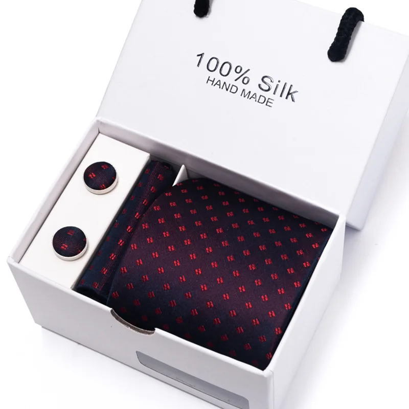 fancy classic Tie and pocket square Gift box 5piece set Group Mens tie with business formal Wedding party tie set 251023