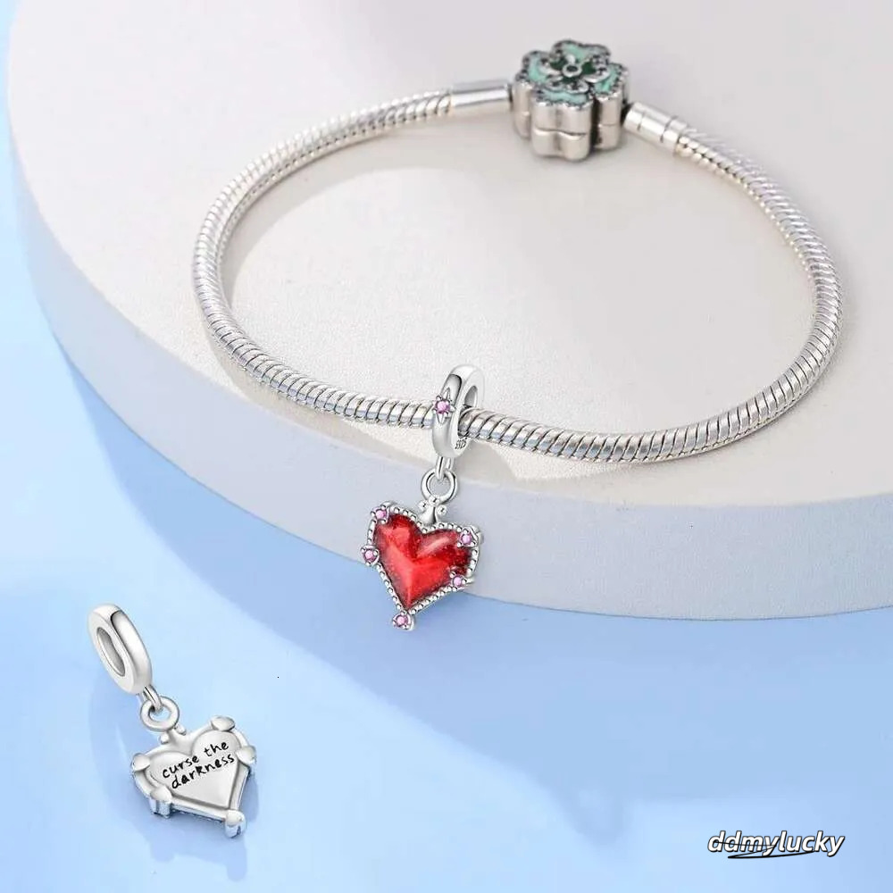Beautiful Sterg Sier Red Valentine's Day Infinity Love Rose Pendant Fit DIY Bracelet Necklace Date Accessories Gifts Ddmylucky