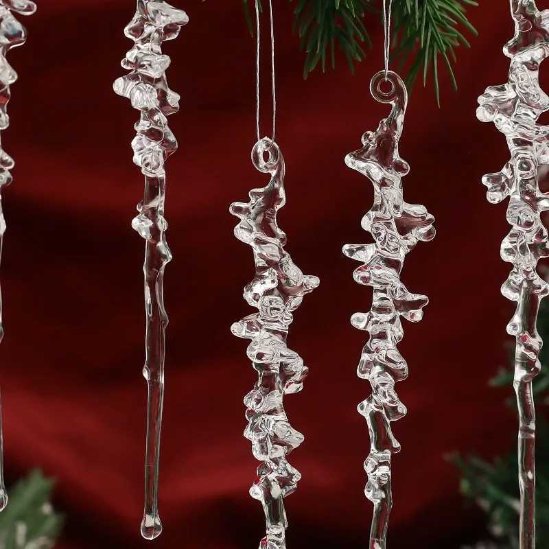Christmas Acrylic Icicle Transparent Simulated Icicles Decoration Christmas Tree Hanging Ornament Xmas Wedding Party Decoration C251024