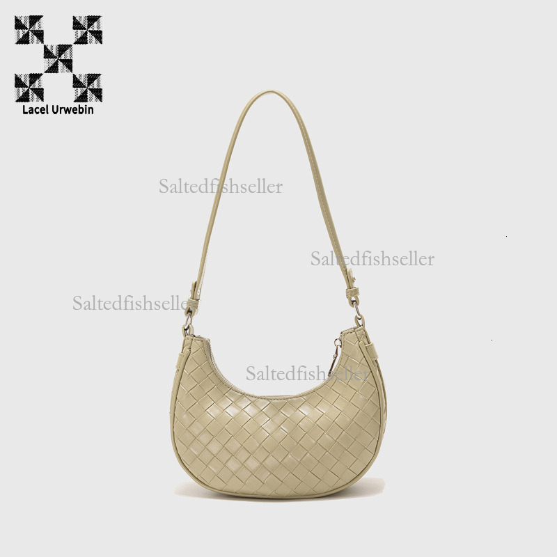 Lacel Urwebin Designer Luxury Knitted Crescent Handbag Fashion New Style Versatile High End Casual Simple Diamond Grid Single Shoulder Crossbody Bag