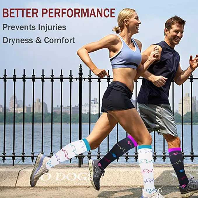 4 PairsPack Compression Socks High Sports Socks for Women Men Running Hiking Edema Diabetes Varicose Veins Socks 2030mmHg Y251024