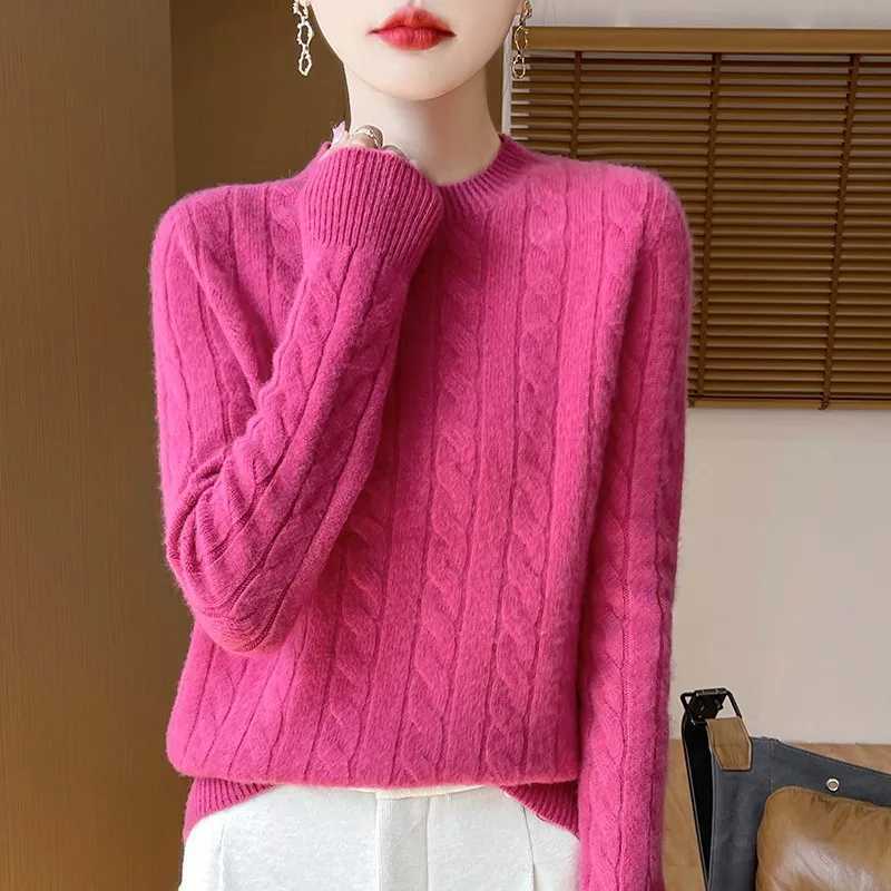 Womens Autumn And Winter 100 Merino Wool Knitted Sweater Firstline Ready To Wear Fashion Round Neck Sweater Warm Casual TopT251025